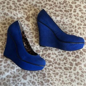 Vintage Betsey Johnson Blue Wedge Heels